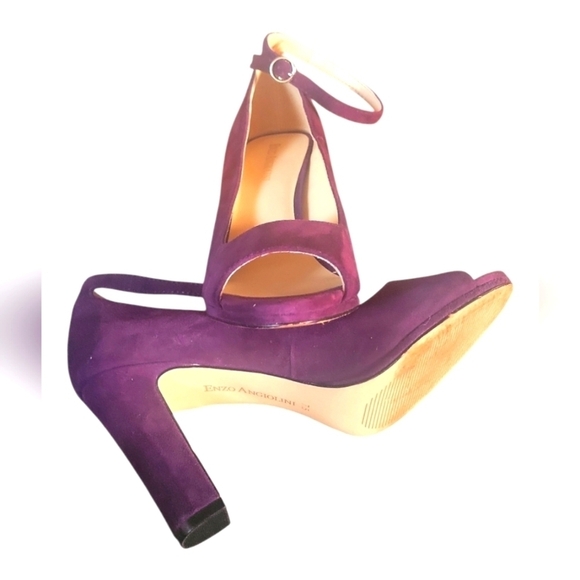 Enzo Angiolini Women's Ankle Buckle Strap Purple Suede Size 7.5 - Picture 6 of 9
